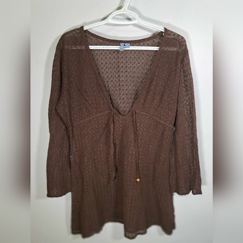 St Johns Bay Brown Long Sleeve Lace Top